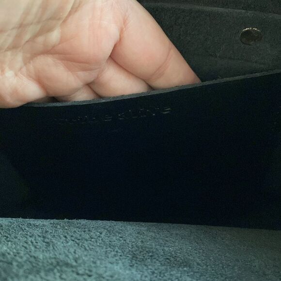 Anthropologie Black Tribe Alive Leather Gold Brass Handle Handbag - Picture 6 of 11